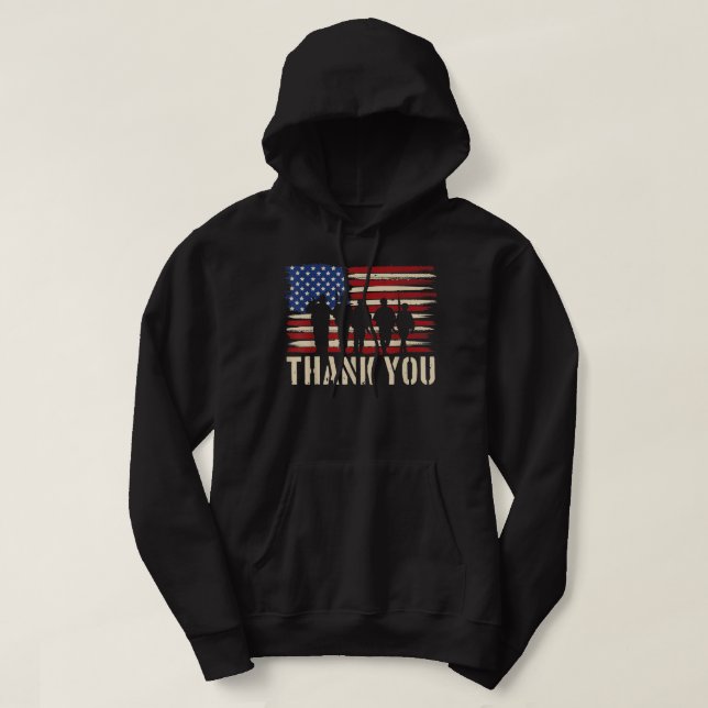 Patriotic American Flagga Veterans Day USA Hoodie (Design framsida)