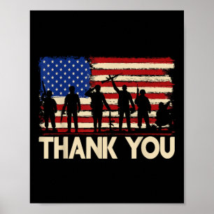Patriotic American Flagga Veterans Poster