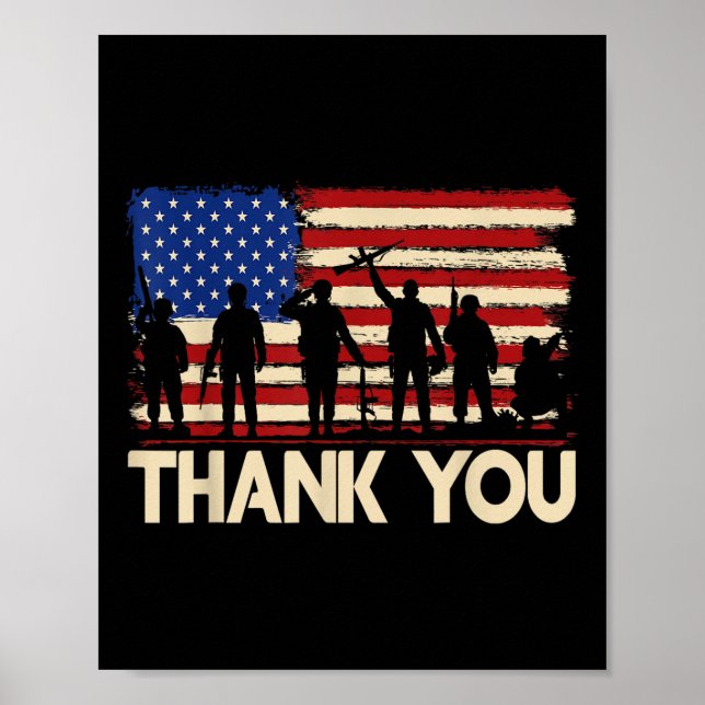 Patriotic American Flagga Veterans Poster (Framsidan)