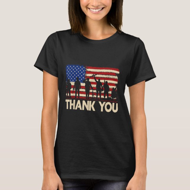 Patriotic American Flagga Veterans T Shirt (Framsida)