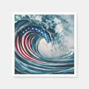 Patriotic American Flagga Wave Pappersservett