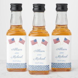 Patriotic American Flagga Wedding Favor Spritflaskor Etikett