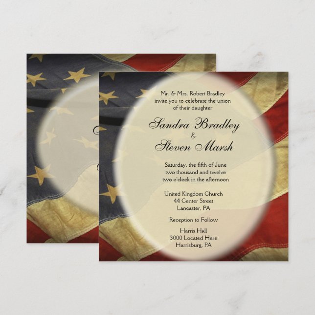 Patriotic American Flagga Wedding Investigation Inbjudningar (Fram/baksida)