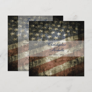 Patriotic American Flagga Wedding Investigation w/ Inbjudningar
