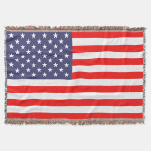 Patriotic American flagga woven throw filtar