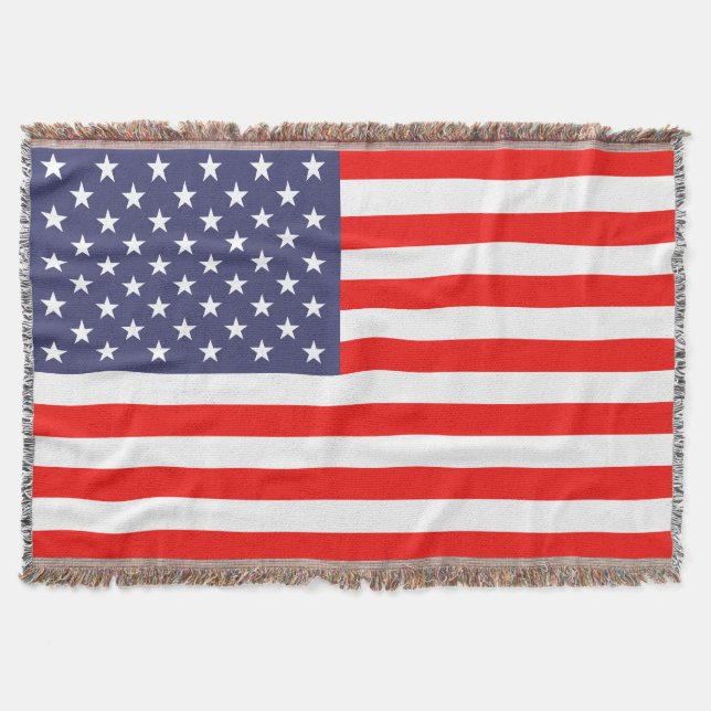 Patriotic American flagga woven throw filtar (Framsidan)