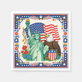 Patriotic American Folk Art Cocktail Napkins Pappersservett