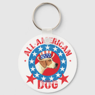 Patriotic American Foxhound Nyckelring