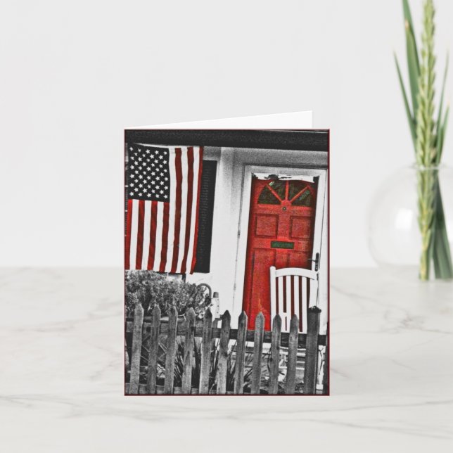 Patriotic American Front Porch Note Card Tack Kort (Framsida)