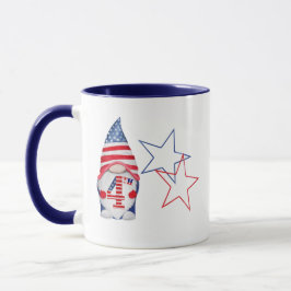 Patriotic American Gnome USA, röd, vit och blå Mugg