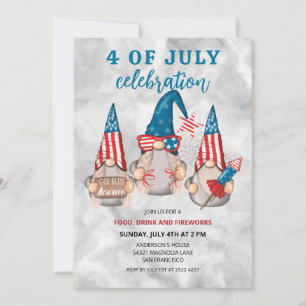 Patriotic American Gnomes 4:e juli-inbjudan Spara Datumet