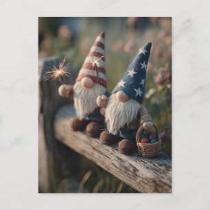Patriotic American Gnomes med Sparklers Helg Vykort