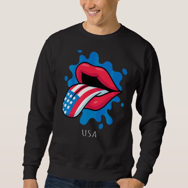 Patriotic American Graphic Independence day 4 Lång Ärmad Tröja (Framsida)