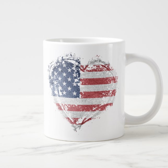 Patriotic American Heart i Grunge Jumbo Mugg (Höger)