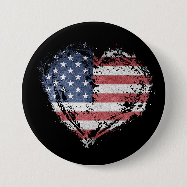 Patriotic American Heart i Grunge Knapp (Framsida)