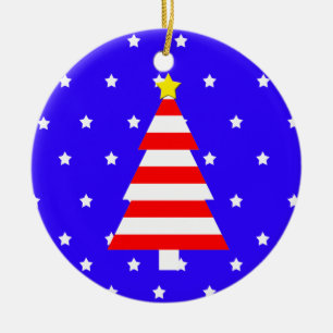 Patriotic American jul Stripe Träd Ornament
