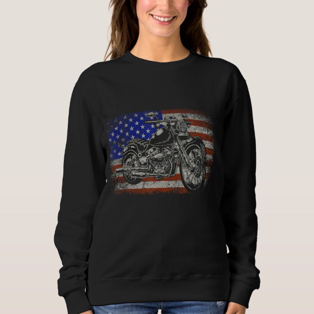 Patriotic American Motorcycle Rider Gift US Flagga T Shirt (Framsida)