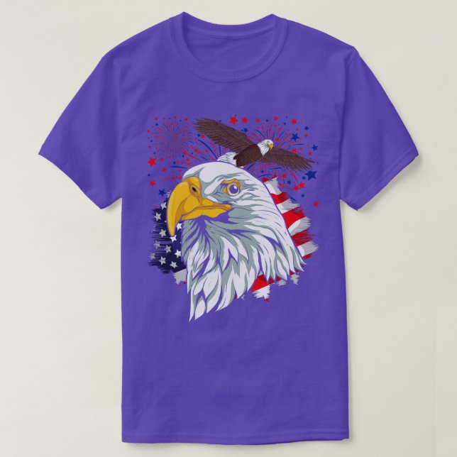 Patriotic American Örn USA flagga Bird 4:e T Shirt (Design framsida)