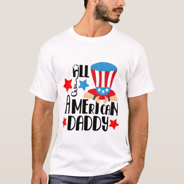 Patriotic American Pappa ord art T Shirt (Framsida)