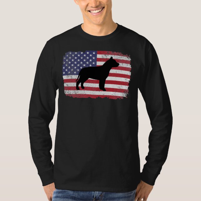 Patriotic American Pitbull T Shirt (Framsida)