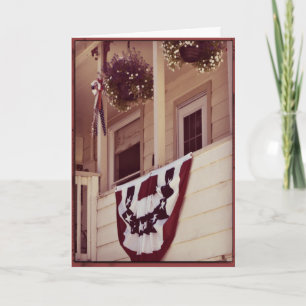 Patriotic American Porch Välkommen Home Card Tack Kort
