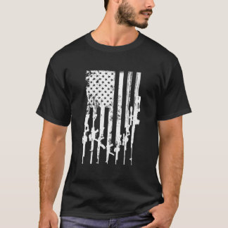 Patriotic American Rifle Flagga Pro Gun Gifts T Shirt
