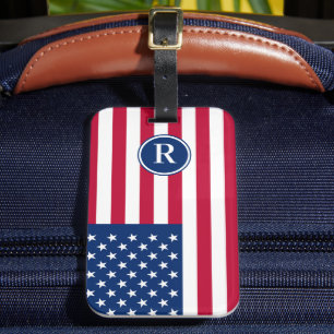 Patriotic American Rött vitt blått Anpassningsbar Bagagebricka