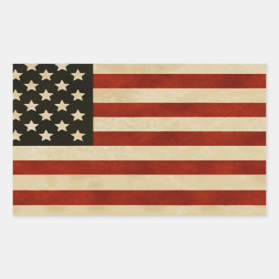 Patriotic American Rustic och Proud Flagga Rektangulärt Klistermärke