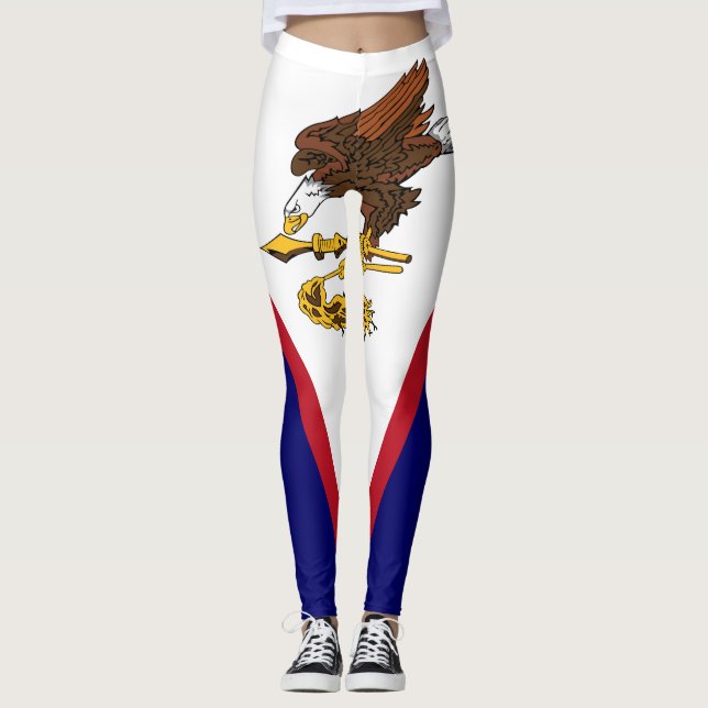 Patriotic American Samoa Flagga Leggings (Framsida)
