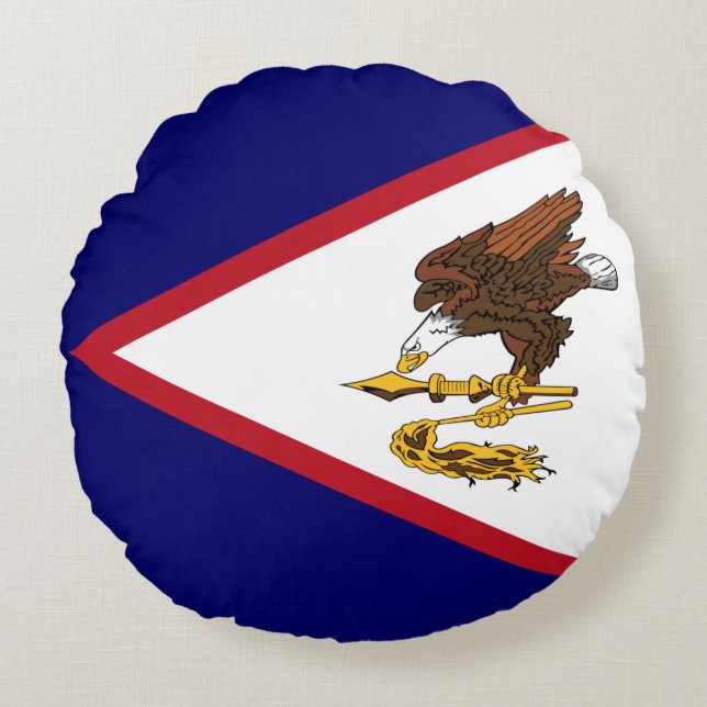 Patriotic American Samoa Flagga Rund Kudde (Framsidan)