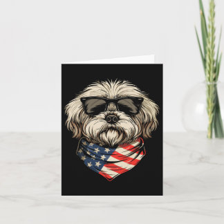 Patriotic American Shih Tzu USA flagga Hund 4th of Kort