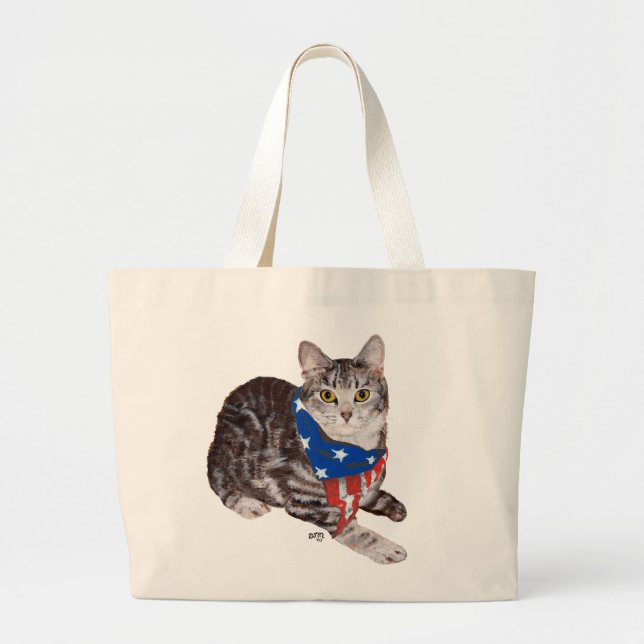 Patriotic American Shorthair Tabby katt Jumbo Tygkasse (Framsidan)