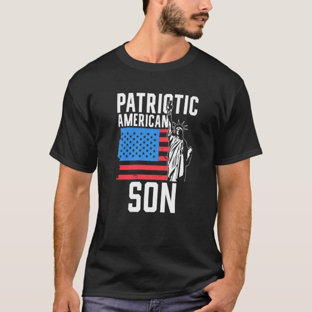 Patriotic American Son America Usa Patriot Us Us U T Shirt (Framsida)