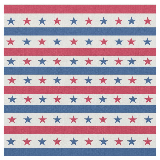 Patriotic American Stars med Rand Mönster Tyg (Närbild)