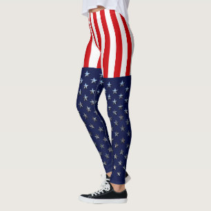Patriotic American Stars och stripes Leggings