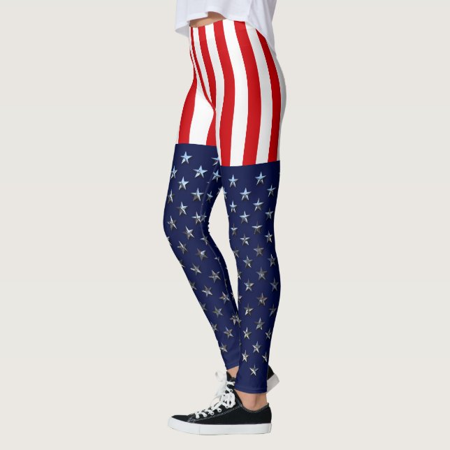 Patriotic American Stars och stripes Leggings (Vänster)