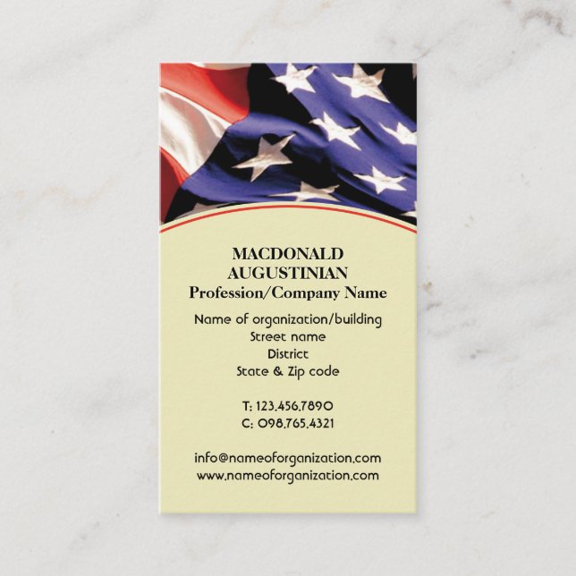 Patriotic | AMERICAN | Stars Rand | USA flagga Visitkort (Framsida)