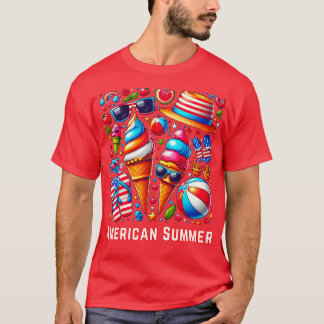 Patriotic American Summer 4 juli Celebrati T Shirt