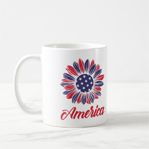 Patriotic American Sunblomma Kaffemugg