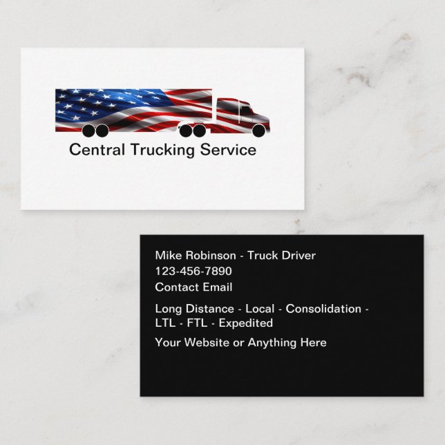 Patriotic American Truck Driver Shipping Service Visitkort (Fram/baksida)