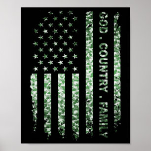 Patriotic American US Flagga God Family Land Poster