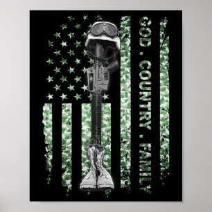 Patriotic American US Flagga God Family Land Poster