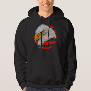 Patriotic American US Flagga Print Whit Örn I Hoodie