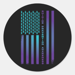 Patriotic American US Flagga Suicide Prevention Aw Runt Klistermärke