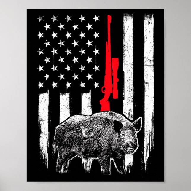 Patriotic American USA flagga - Boar Hunting Vild  Poster (Framsidan)