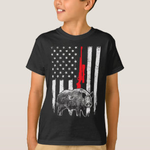 Patriotic American USA flagga - Boar Hunting Vild T Shirt