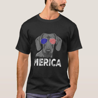Patriotic American USA flagga Funny Merica Dachshu T Shirt