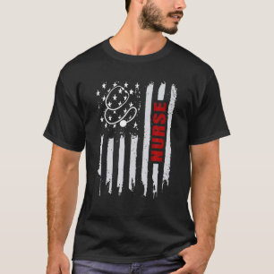 Patriotic American USA flagga Nurse Week Nursing 4 T Shirt