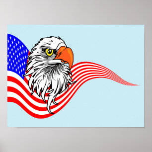 Patriotic American USA flagga Örn art Poster