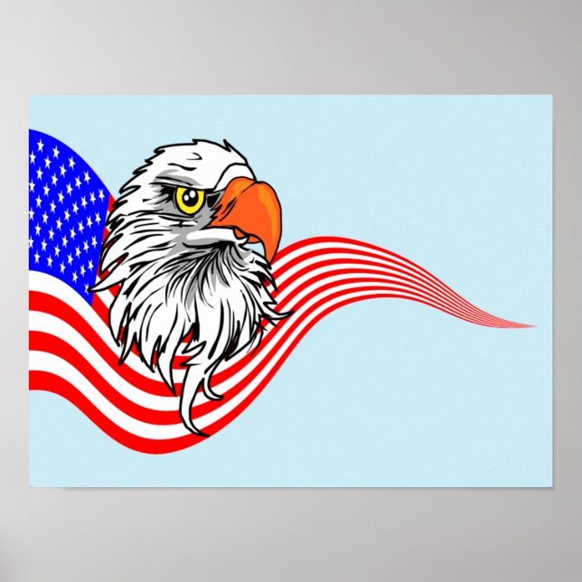 Patriotic American USA flagga Örn art Poster (Framsidan)